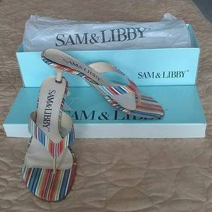 Sandals Sam&Libby fabric kitten heel sz 6